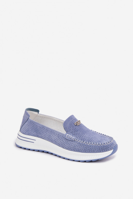 mocassins pour femmesActivéturalnego en daimu couleur bleue Demela