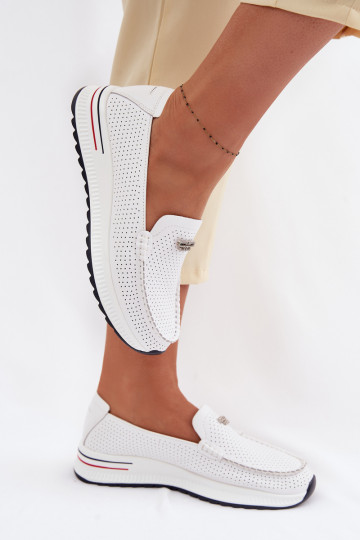 mocassins pour femmesActivéturalnej Skóry couleur blanche Demela