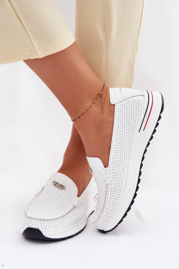 mocassins pour femmesActivéturalnej Skóry couleur blanche Demela 2