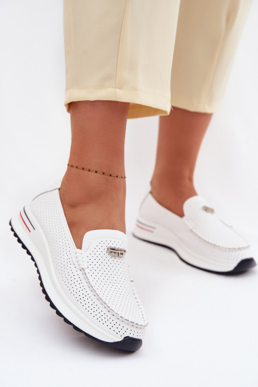 mocassins pour femmesActivéturalnej Skóry couleur blanche Demela