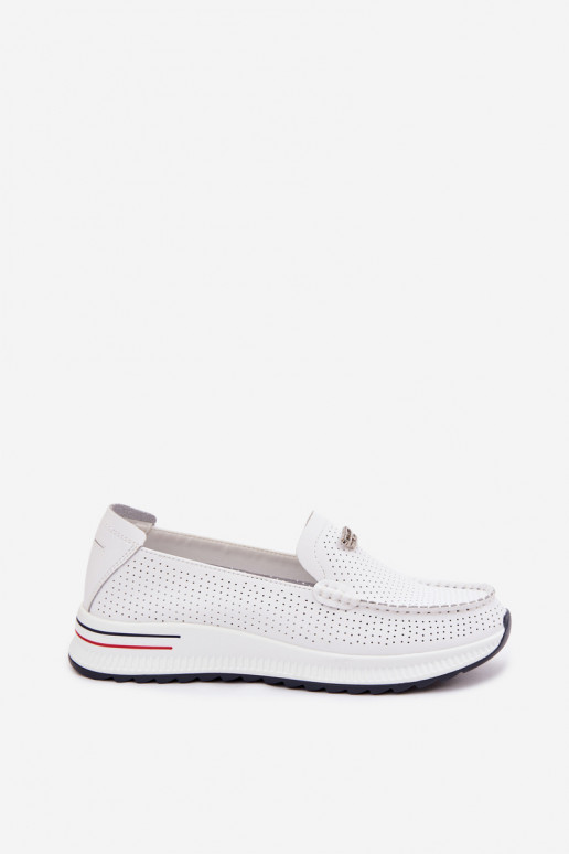 mocassins pour femmesActivéturalnej Skóry couleur blanche Demela