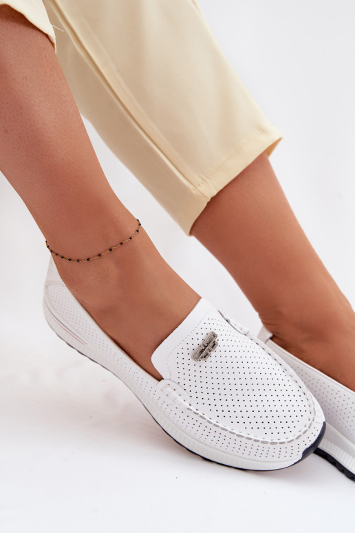 mocassins pour femmesActivéturalnej Skóry couleur blanche Demela