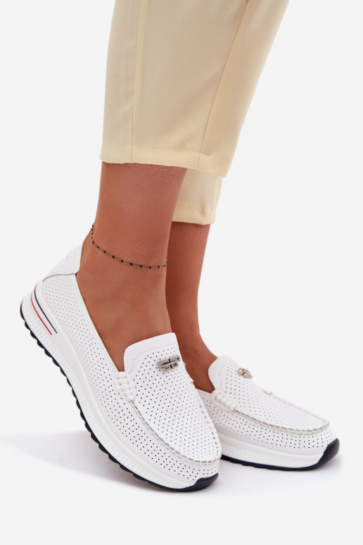 mocassins pour femmesActivéturalnej Skóry couleur blanche Demela