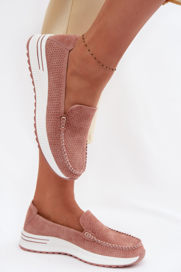 Mocassins en daim Féminin couleur rose Pevina