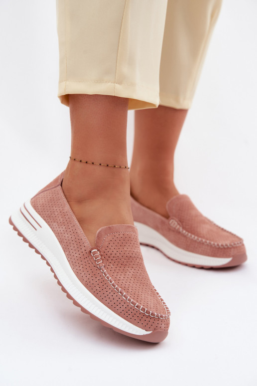 Mocassins en daim Féminin couleur rose Pevina