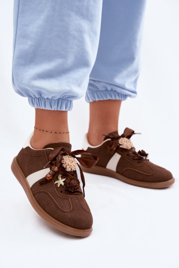 Chaussures de sport couleur chocolat pour femmes avec de beaux détails Lelora 2