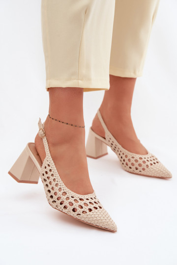 avec des écrits Sandales à talons hauts pour femme beige Kedira 2
