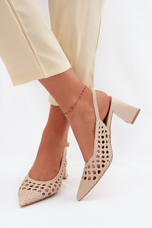 avec des écrits Sandales à talons hauts pour femme beige Kedira