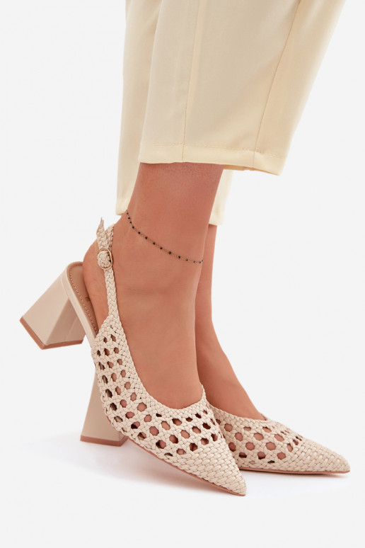 avec des écrits Sandales à talons hauts pour femme beige Kedira