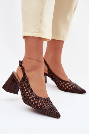 Sandales à talons couleur chocolat pour femmes avec motifs Kedira