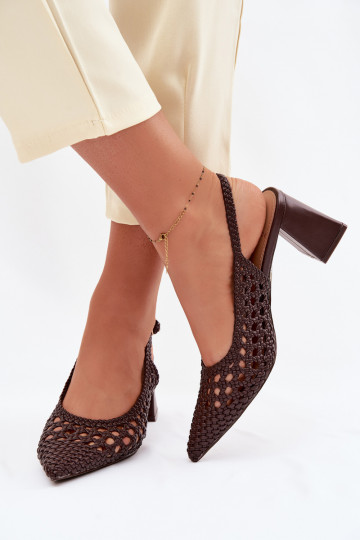 Sandales à talons couleur chocolat pour femmes avec motifs Kedira 2