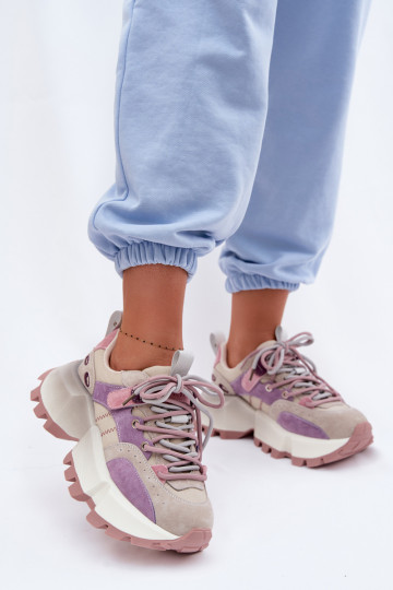 Peau en daim Chaussures modèle baskets Féminin GOE TT2N4026 Couleur violette