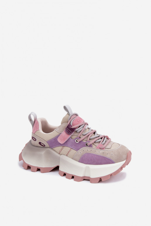 Peau en daim Chaussures modèle baskets Féminin GOE TT2N4026 Couleur violette