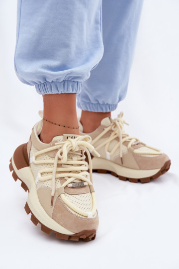 Chaussures de sport couleur sable en daim pour femmes GOE TT2N4021