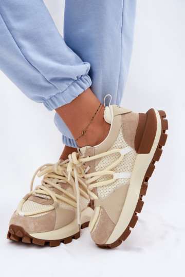 Peau en daim Chaussures modèle baskets Féminin GOE TT2N4021 beige 2