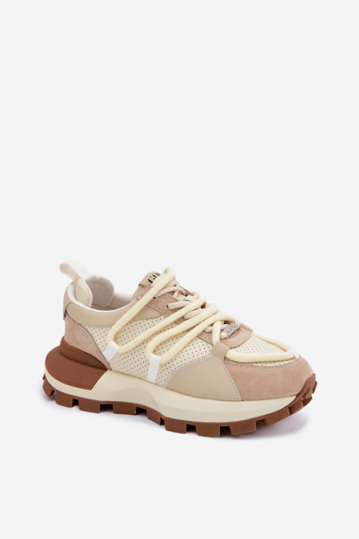 Peau en daim Chaussures modèle baskets Féminin GOE TT2N4021 beige