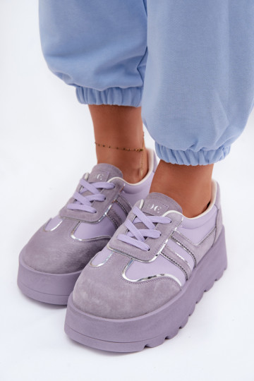 Chaussures de sport violettes en daim pour femmes avec plateforme GOE TT2N4054