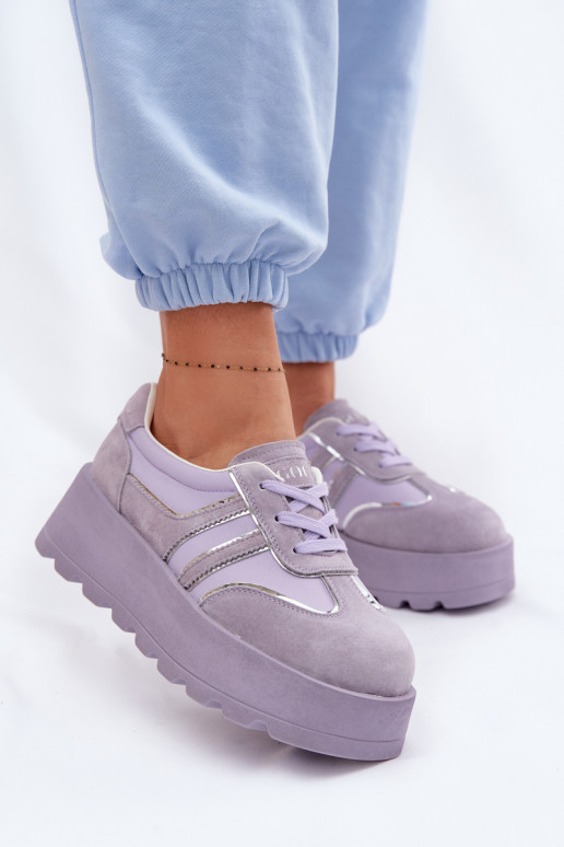 en daim Chaussures modèle baskets avec une plateforme GOE TT2N4054 Couleur violette