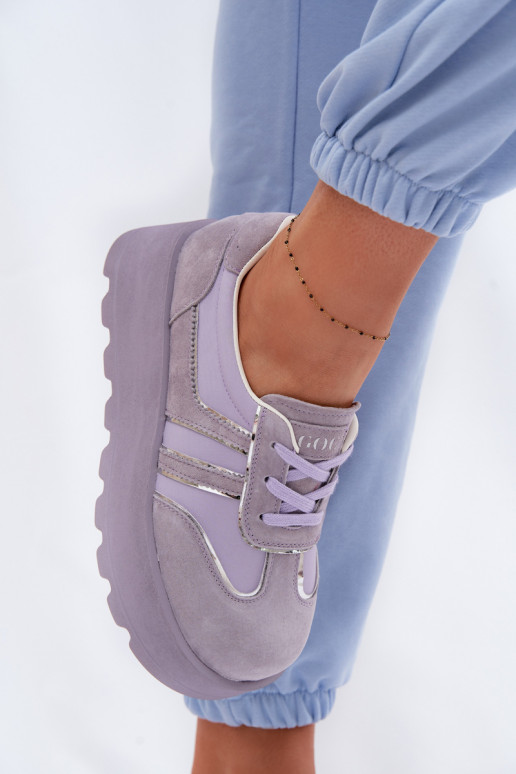 en daim Chaussures modèle baskets avec une plateforme GOE TT2N4054 Couleur violette