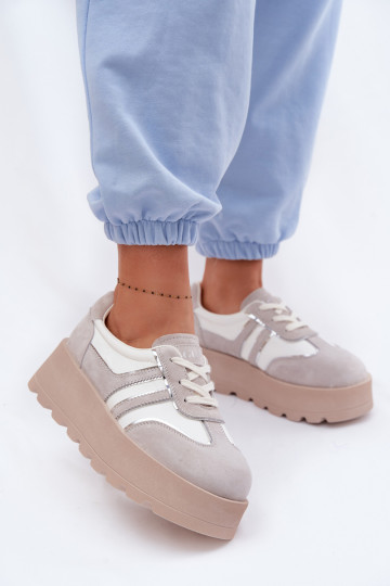 Chaussures de sport blanches en daim pour femmes avec plateforme GOE TT2N4052 2
