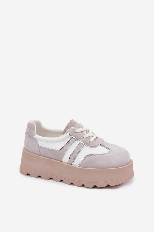 en daim Chaussures modèle baskets avec une plateforme GOE TT2N4052 couleur blanche
