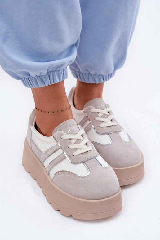 en daim Chaussures modèle baskets avec une plateforme GOE TT2N4052 couleur blanche