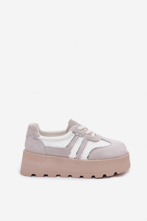 en daim Chaussures modèle baskets avec une plateforme GOE TT2N4052 couleur blanche