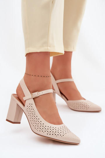 Sandales ajourées avec des talons Sergio Leone SK447 couleur ivoire 2