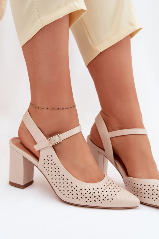 Sandales ajourées avec des talons Sergio Leone SK447 couleur ivoire