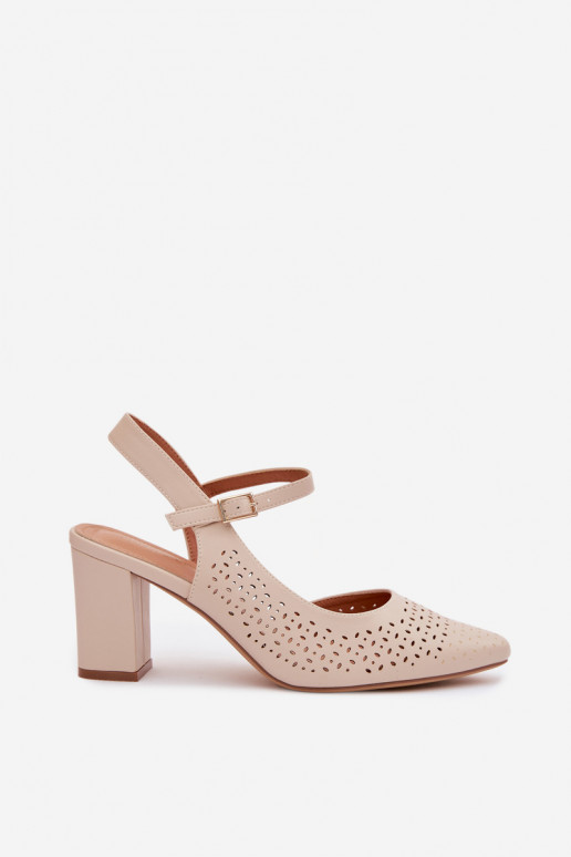 Sandales ajourées avec des talons Sergio Leone SK447 couleur ivoire