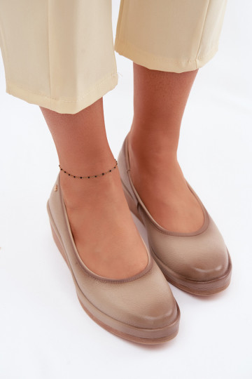 Chaussures en cuir couleur sable pour femmes avec plateforme Vinceza 39987