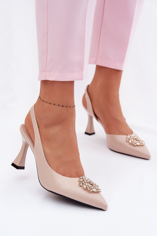 Sandales à talons hauts Avec des bijoux Vinceza 62277 beige