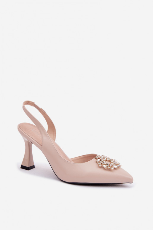 Sandales à talons hauts Avec des bijoux Vinceza 62277 beige