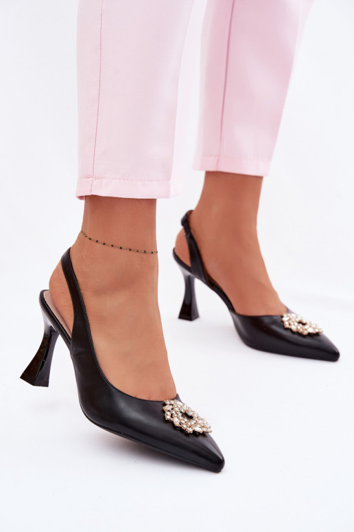 Sandales à talons hauts Avec des bijoux Vinceza 62277 couleur noire