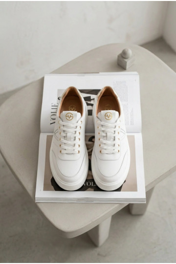 Baskets de sport en cuir femmes à plateforme Vinceza 39976 couleur blanche 2