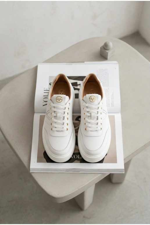 Baskets de sport en cuir femmes à plateforme Vinceza 39976 couleur blanche