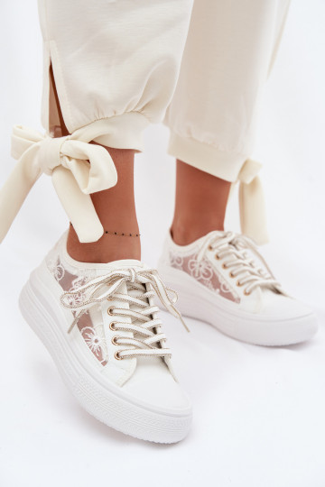 Chaussures de loisirs avec de la dentelle avec une plateforme Lee Cooper LCDANS-26-44-4480 couleur blanche 2