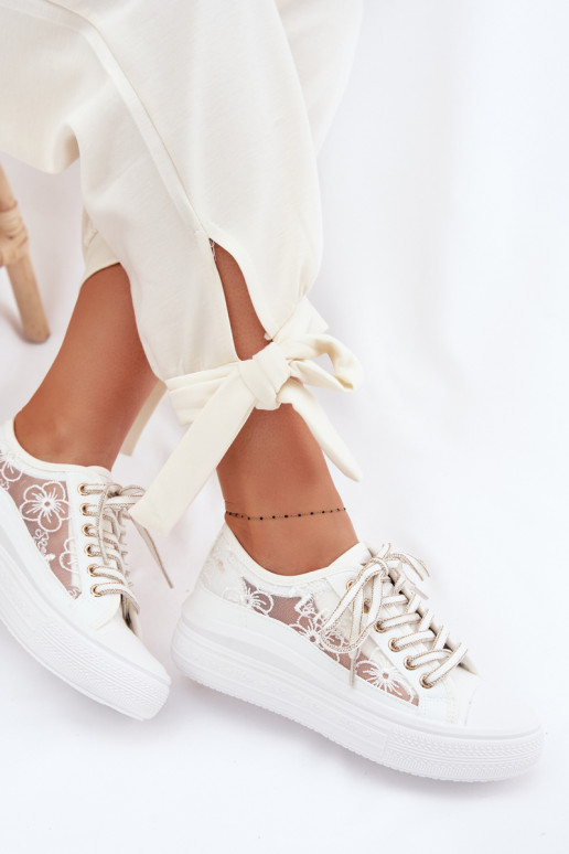 Chaussures de loisirs avec de la dentelle avec une plateforme Lee Cooper LCDANS-26-44-4480 couleur blanche