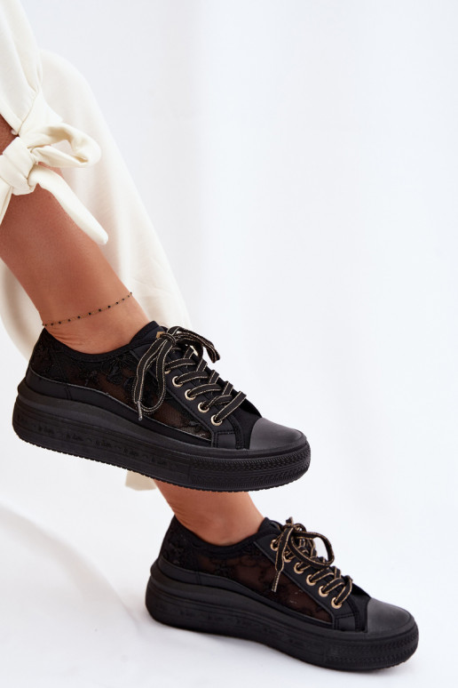Chaussures de loisirs avec de la dentelle avec une plateforme Lee Cooper LCDANS-26-44-4479 couleur noire