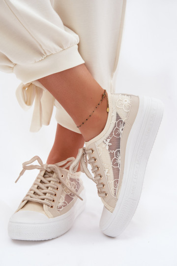 Chaussures de loisirs avec de la dentelle avec une plateforme Lee Cooper LCDANS-26-44-4481 beige
