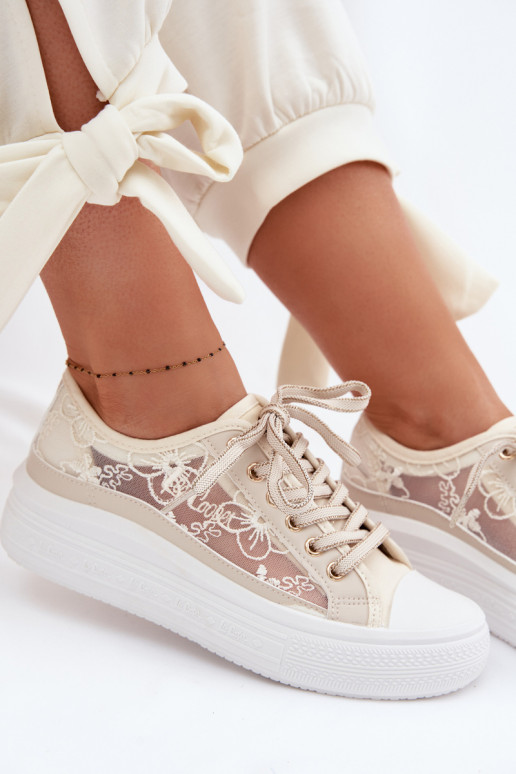 Chaussures de loisirs avec de la dentelle avec une plateforme Lee Cooper LCDANS-26-44-4481 beige
