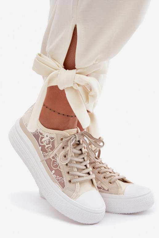 Chaussures de loisirs avec de la dentelle avec une plateforme Lee Cooper LCDANS-26-44-4481 beige