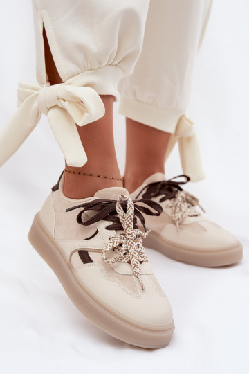 Baskets de style sportif pour femmes avec lacets doubles couleur ivoire Relisa 2