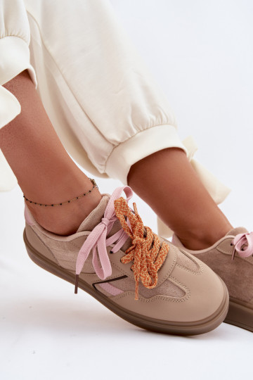 Baskets de style sportif pour femmes avec lacets doubles brunes Relisa