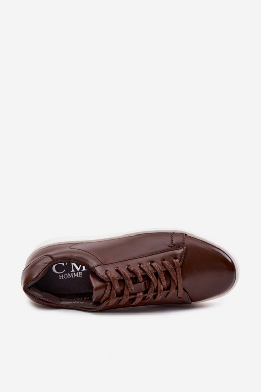 Chaussures modèle baskets pour hommes en cuir écologique marron foncé Velton