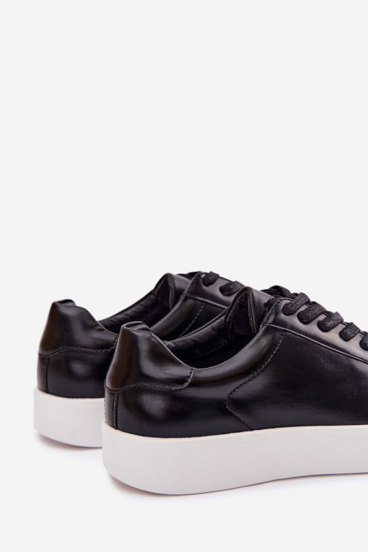 Chaussures modèle baskets pour hommes en cuir écologique couleur noire Velton