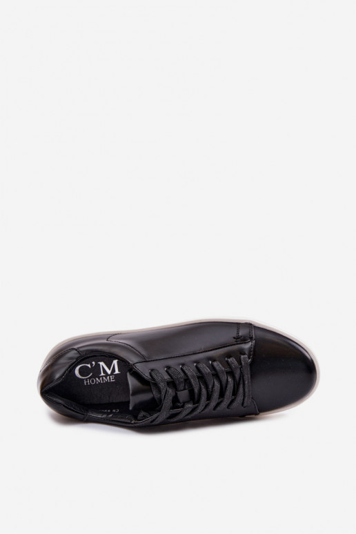 Chaussures modèle baskets pour hommes en cuir écologique couleur noire Velton