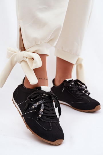 Baskets basses de style sportif pour femmes avec perles noires Galora 2