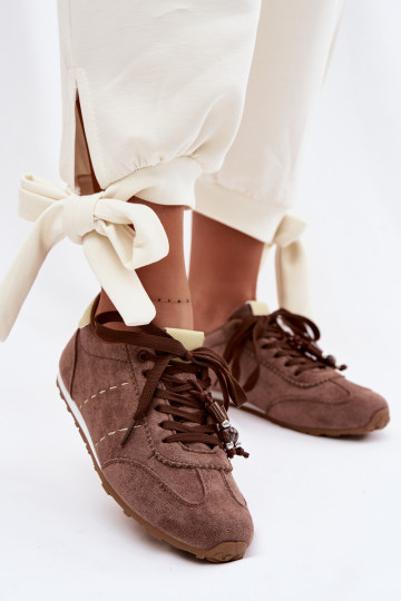 Baskets basses de style sportif pour femmes avec perles brunes Galora 2