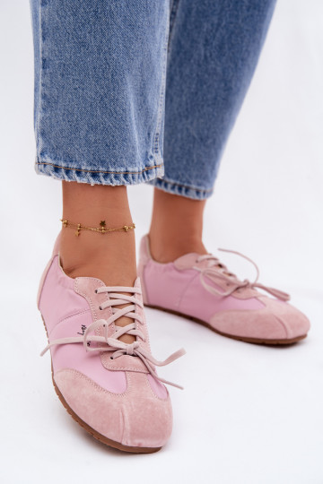 Baskets basses de style sportif en daim pour femmes Big Star TT274600 roses 2